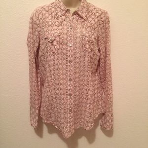 Roper Women’s Pearl Snap Shirt Lightweight 100% Cotton Medium